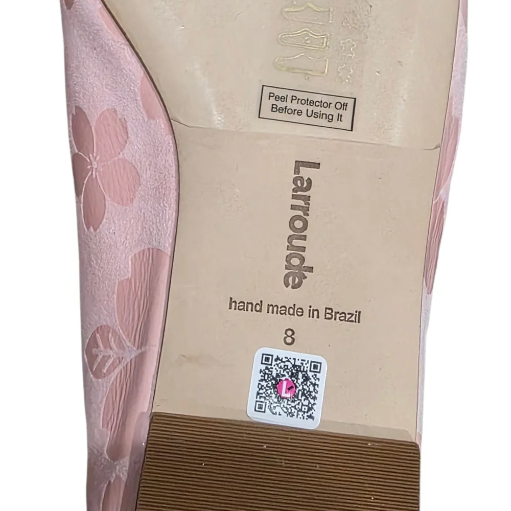 Larroudé Verona Mary Jane Ballet Flats - Sakura Pink Floral Jacquard 8 New​ - Picture 11 of 12